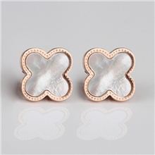 工厂直销范冰同款梵克宝四叶草耳钉钛钢海贝壳耳饰14K耳钉