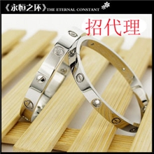 陈冠希18k玫瑰金love永恒之环卡地亚情侣手镯手链男女手环批发