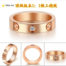 欧美18k玫瑰金镶钻love情侣对戒cartier潮男女戒指窄版4mm批发