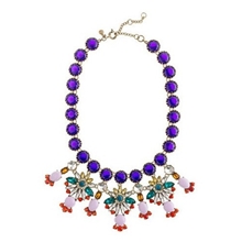 J*CREW复古质感水晶奢华满钻彩色花朵宴会项链批发呛口小辣椒