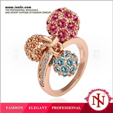 欧美水晶饰品可爱玫瑰金彩钻水晶球戒指厂家低价礼品批发R014