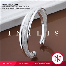 欧美热销银饰纯银手链批发韩版水晶饰品批发斜边网手镯B019