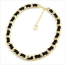 新款项饰双C金属黑色缎带项链项圈短款衣服配饰女厂家批发X-78