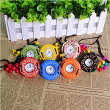 时尚女式学生儿童手表雕花桃木拉绳手表地摊手表义乌批发[WT12]