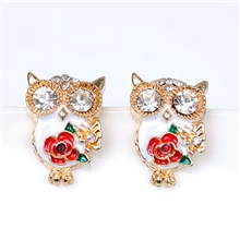 爆款欧美风格炫彩画油精致猫头鹰耳钉耳环饰品批发[S423-13]