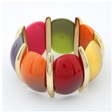 韩版潮人时尚手环彩色糖果色椭圆街头风格弹力个性手镯