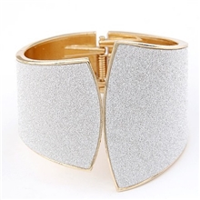 精品欧美朋克金属潮流扇形金银气质宽手镯