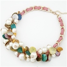 韩版时尚百搭贝壳珍珠混合编制短款项链