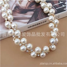 珍珠饰品批发|韩版饰品批发珍珠锁骨链批发|双排珍珠项链饰品批