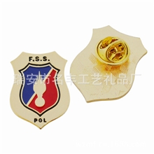 厂家供应锌合金胸章银纪念章金属徽章定做烤漆铜徽章盾形定制