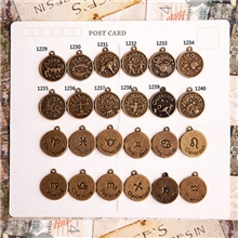 厂家直销|环保锌合金|饰品配件批发|复古圆牌|十二个星座1套