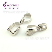 DIY925银扣吊坠扣玉扣光面瓜子扣水晶翡翠扣P0036001