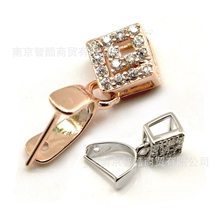 DIY925银扣吊坠扣玉扣翡翠扣福康正方水钻扣P5579