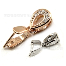 DIY925银扣水晶扣吊坠扣翡翠扣玉扣水钻泪滴扣P5937