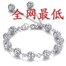 韩国韩版女款925纯银缕空球手链欧美饰品批发甜美爆款银饰