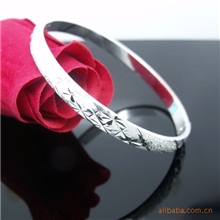 925纯银手镯批发半磨砂星光闪闪手镯手饰项饰手环批发