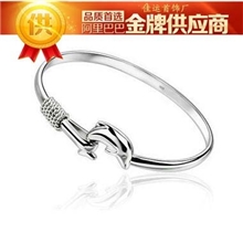 批发韩版电镀925纯银手镯海豚手镯女款200元一件混批100%好评