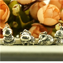 925纯银diy手串配件泰银佛珠配件本命年十二生肖手链吊坠