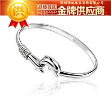 批发韩版电镀925纯银手镯海豚手镯女款100元一件混批100%好评