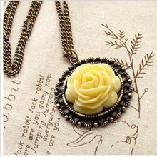 厂家供应66复古风格蔷薇花朵长款项链百搭毛衣链普洲饰品