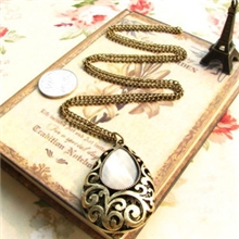 厂家供应复古水滴宝石雕花项链复古毛衣链毛衣链批发