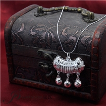 【银跃品牌】S990纯银饰品女款足银算盘婴儿锁宝宝长命锁吊坠