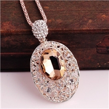 N302饰品批发厂家韩版女夸张水晶月宫水钻中长款女项链毛衣链