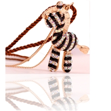 项链女长款韩版镶钻滴油可爱童年的小木马吊坠毛衣链小饰品批发