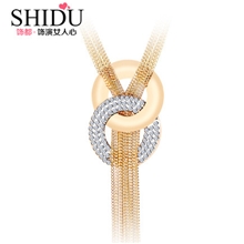 【饰都】韩国饰品流苏毛衣链时尚复古韩版水晶长款毛衣链项链