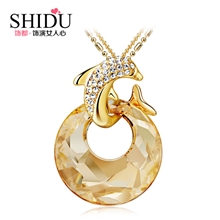 【饰都】施华洛世奇元素海豚湾毛衣链韩版长款项链水晶毛衣链