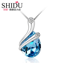 【饰都】施华洛世奇元素水晶项链925纯银链韩国饰品项链批发