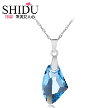 【饰都】925纯银施华洛元素水晶水晶项链短款锁骨链许愿石