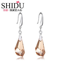 【饰都】925纯银饰品耳环施华洛水晶元素韩国饰品欧美饰品批发