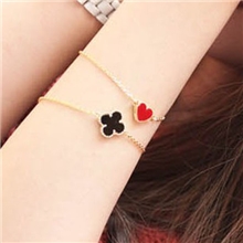 A0081呛口小辣椒秀小桃心爱心四叶草滴油手链淘宝热款定制款