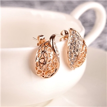 A0035日韩饰品半钻叶芽形精致淑女气质耳钉淘宝热卖新款耳环