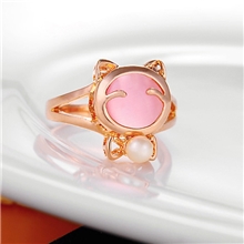A0019蝴蝶结招财猫萌到爆笑眯眯猫眼石猫咪戒指