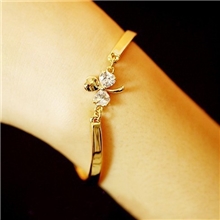 5001韩版时尚手镯女三叶草闪亮锆石镀真金高档手链手镯批发