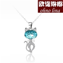 6906奥地利水晶时尚吊坠项链韩国韩版个性精致美女狐狸项链批发