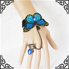 蓝色妖姬哥特复古蕾丝手饰手链女腕带戒指套装精品水晶GS076