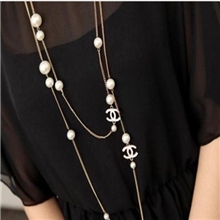 【工厂价销售】cc项链小香项链双c滴油毛衣链珍珠毛衣链