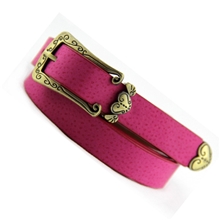 韩版混合猪皮复古雕花细腰带女桃心青铜扣细款皮带女式装饰腰