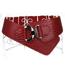 真皮皮带女超宽蛇纹女式百搭腰带女真皮斜搭松紧时尚腰封