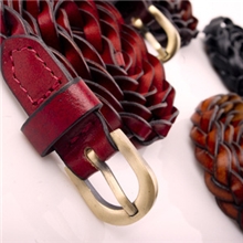 M36韩版时尚编织单圈麻花女士腰带100%正宗碎牛皮时尚皮带