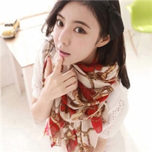 韩国秋冬马车车轮图案丝巾绒雪纺丝巾加大欧美围巾披肩女春季