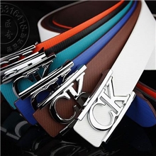 韩款男士女士皮带白色亮色亮扣银白扣腰带男潮男休闲百搭