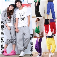 批发嘻哈运动宽松街舞休闲裤哈伦卫裤大码潮女夏