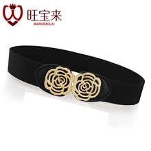 旺宝来新品玫瑰花扣松紧腰封韩版女式装饰腰带厂家批发