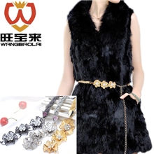 2013新款韩版花朵金属编流苏坠女士细腰链女式皮草装饰腰带