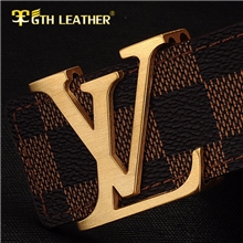 厂家直销L扣18真皮皮带男女牛皮休闲腰带格纹2层铜扣PD000121