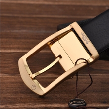 针扣皮带男士腰带进口头层牛皮真皮黑色厂家直销